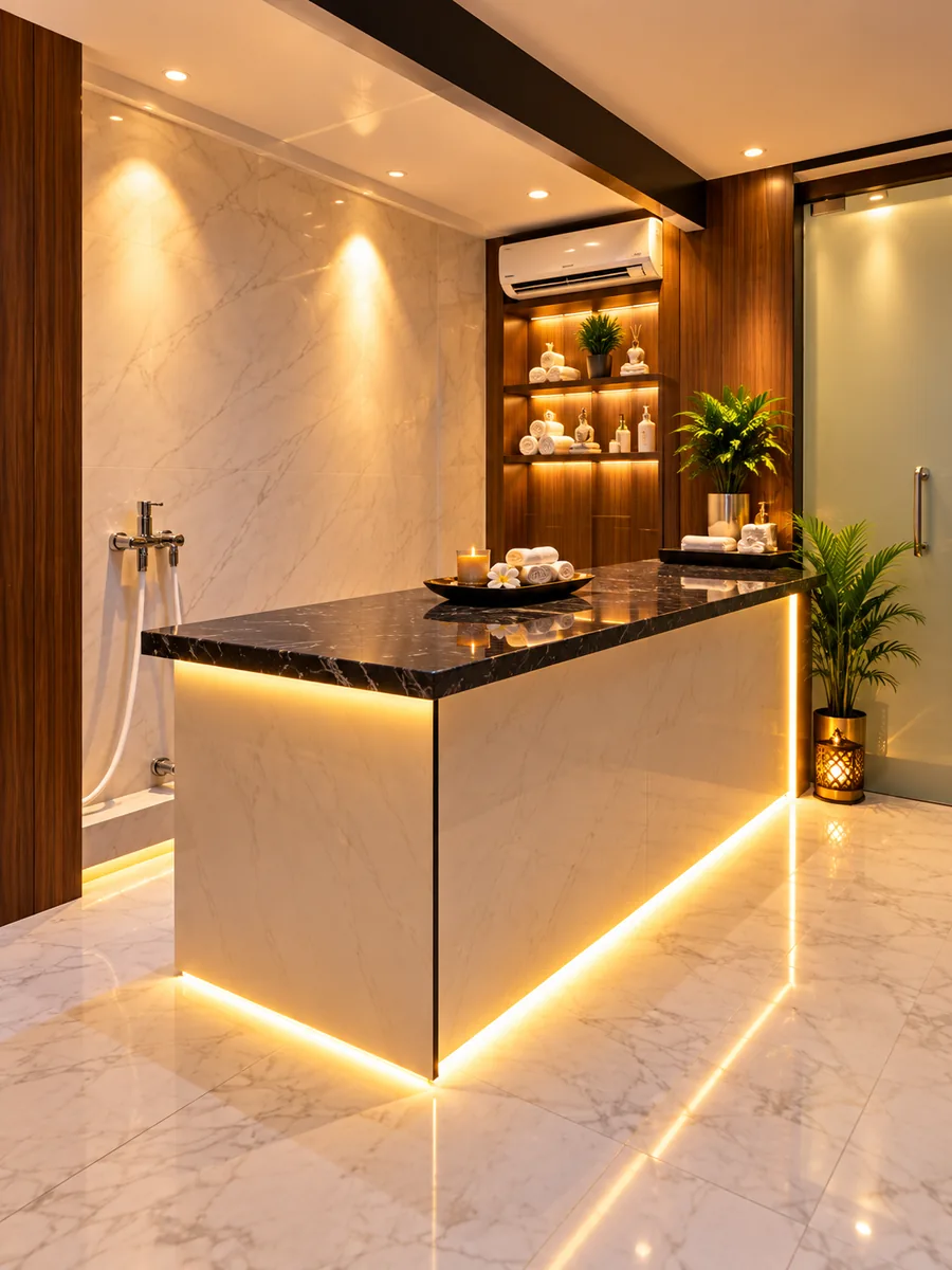 Marble hammam bath room at Dream Wellness Spa, Secunderabad
